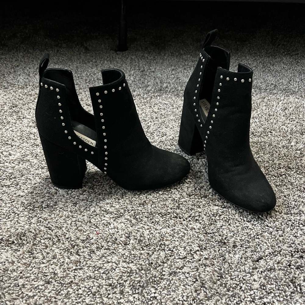 Steve Madden Studded Black Suede Booties